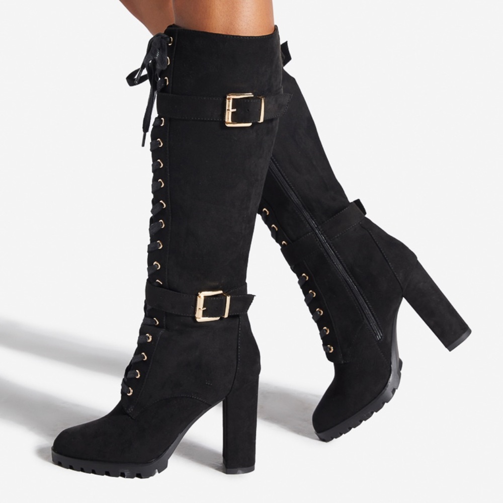 Brand New Heeled boots, rangi, black caviar, size 11.
